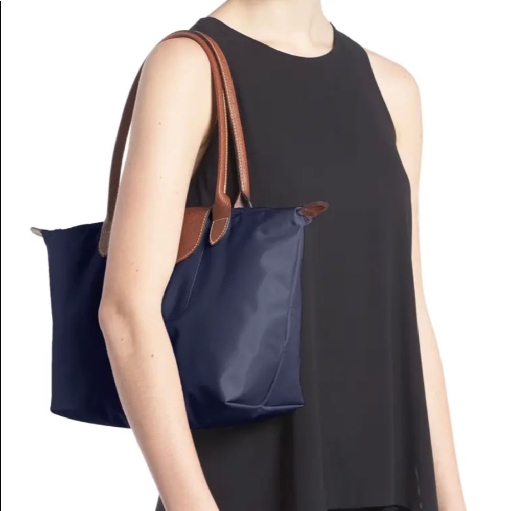 Small Le Pliage Nylon Shoulder Tote in Navy